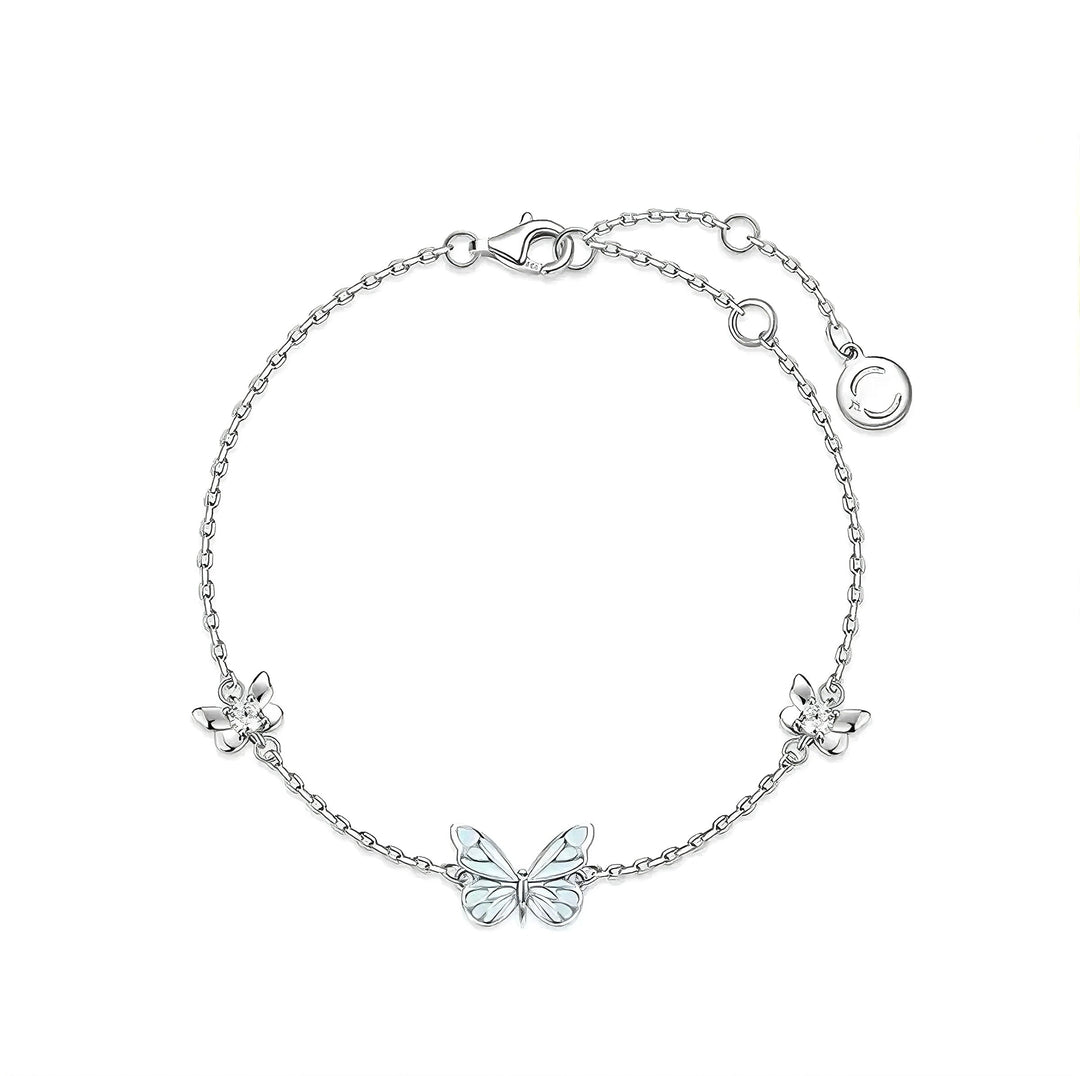 Glow-in-the-Dark Silver Butterfly Bracelet