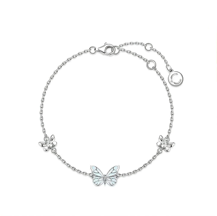 Glow-in-the-Dark Silver Butterfly Bracelet