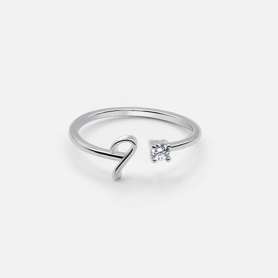 Adjustable Silver Initial Ring