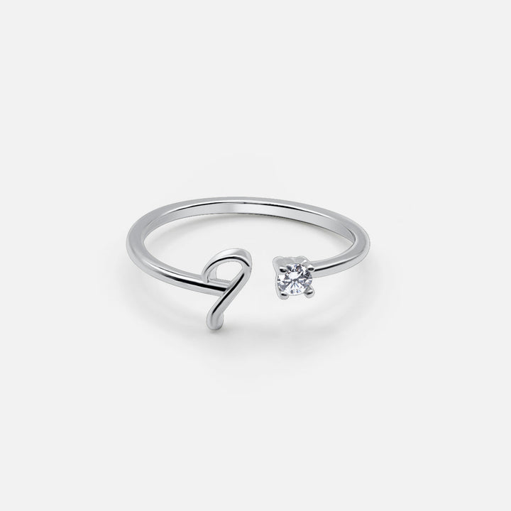 Adjustable Silver Initial Ring