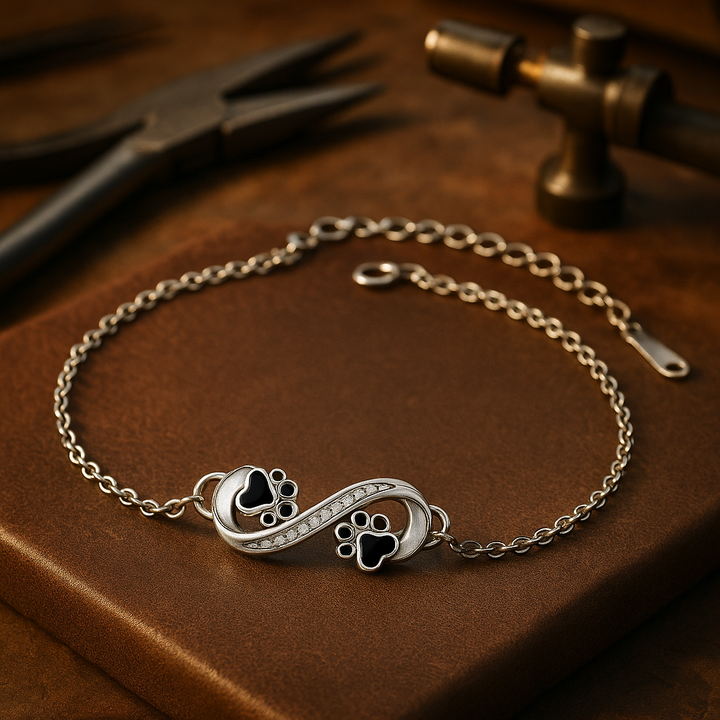 Infinity Paw Print Bracelet with Zirconia Accents