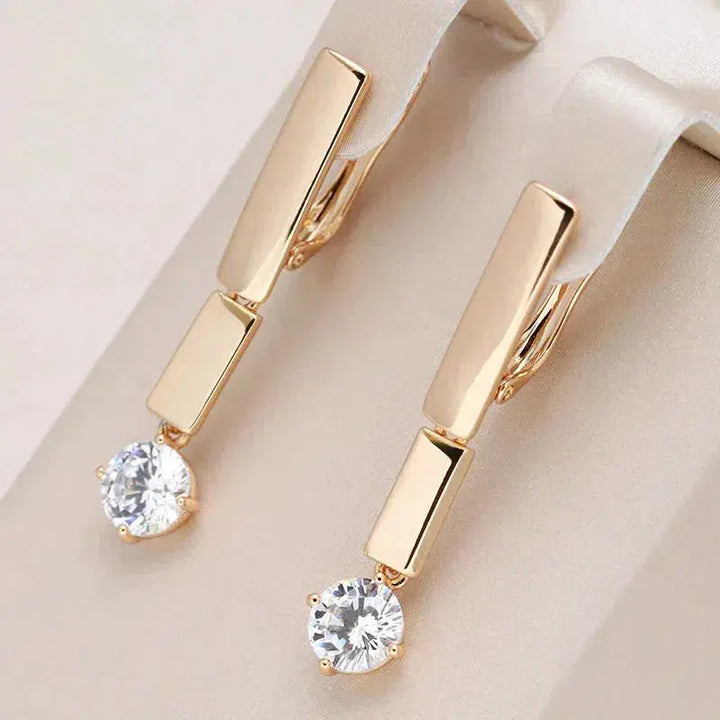 Gold Zirconia Elegant Earrings