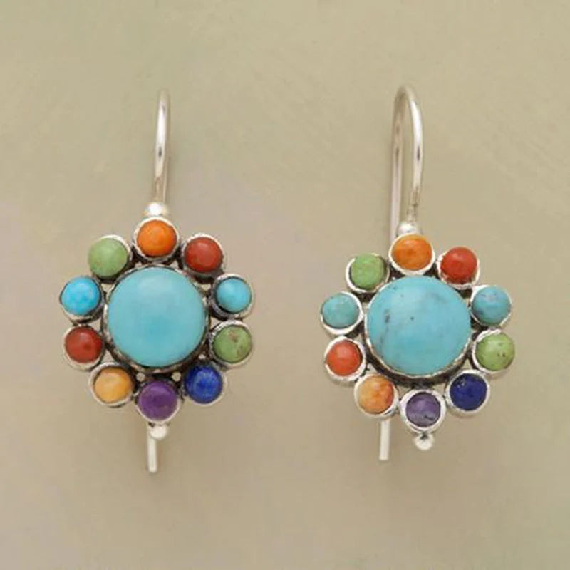 Vibrant Floral Stone Earrings