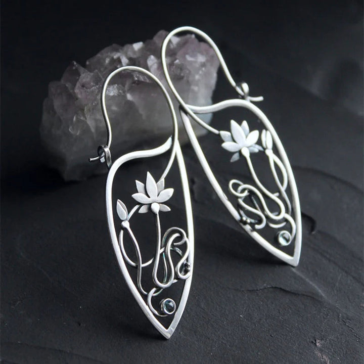 Lotus Flower Sterling Silver Earrings