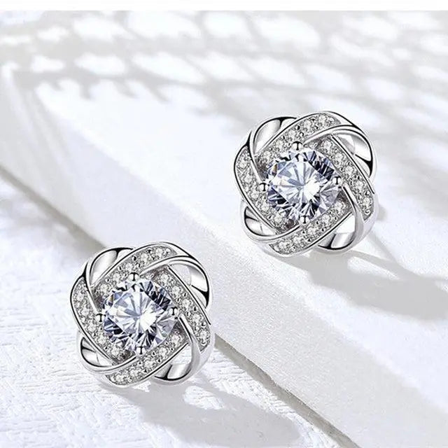 Spiral Floral Cross Earrings