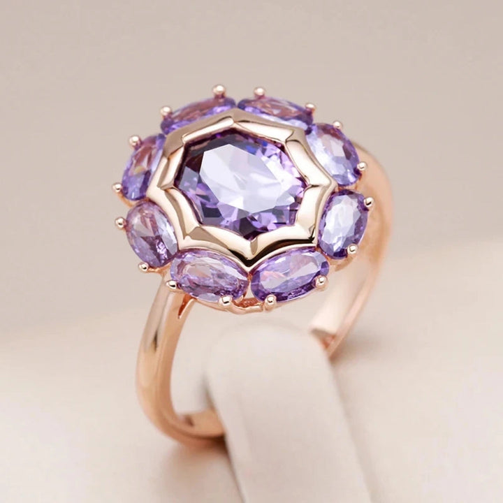 Violet Crystal Round Ring