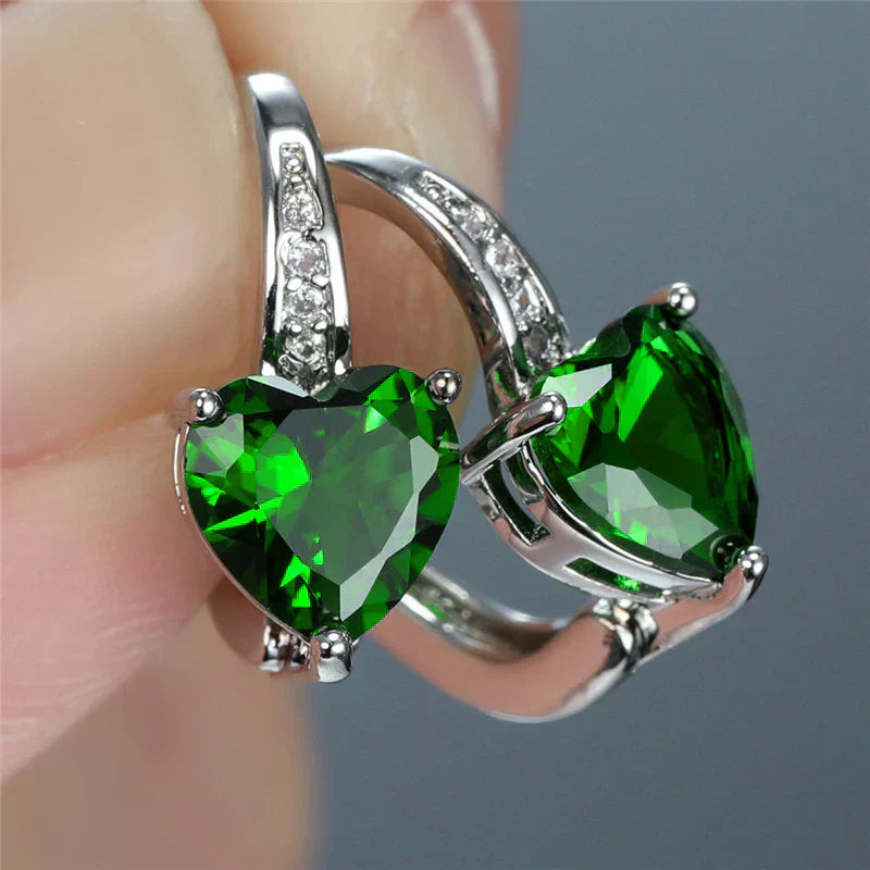 Emerald Heart Stone Earrings