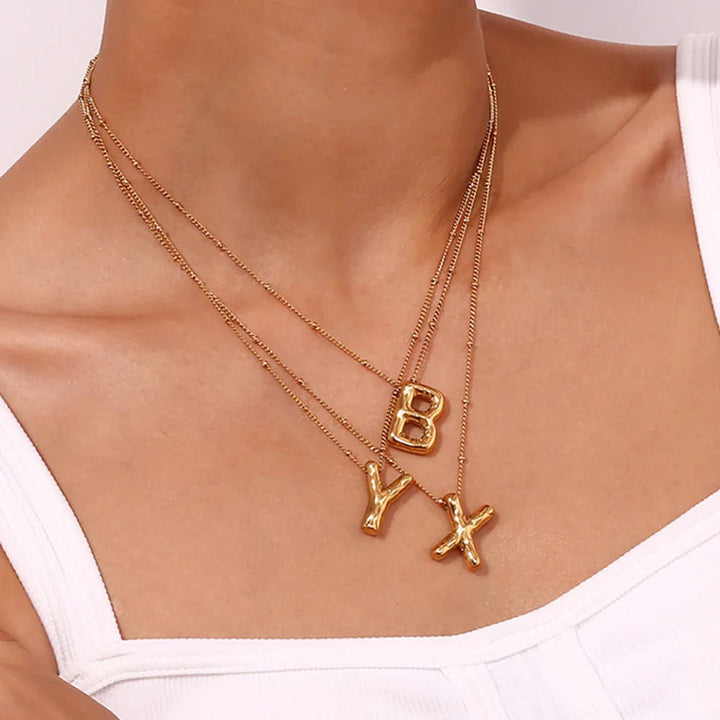 Balloon Initial Gold Necklace