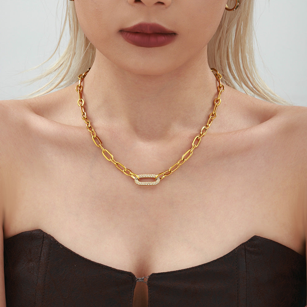 Gold Pavé Link Chain Jewelry Set