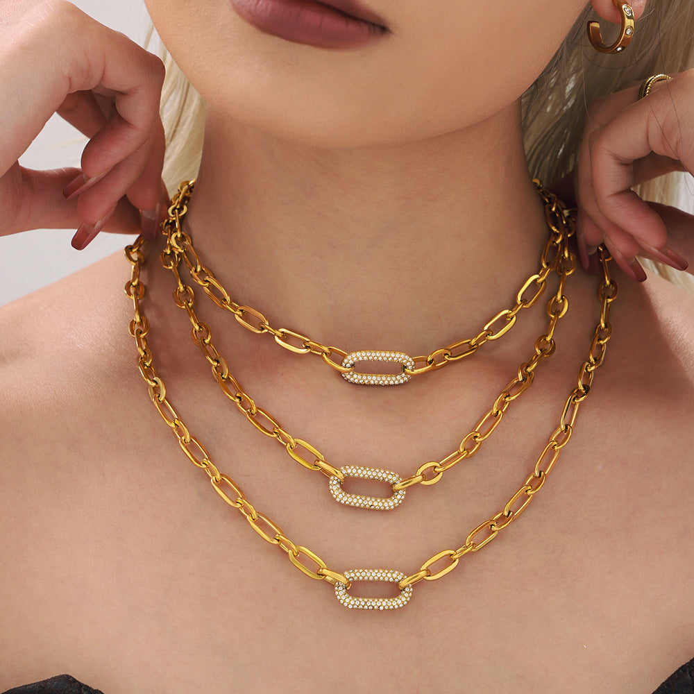 Gold Pavé Link Chain Jewelry Set