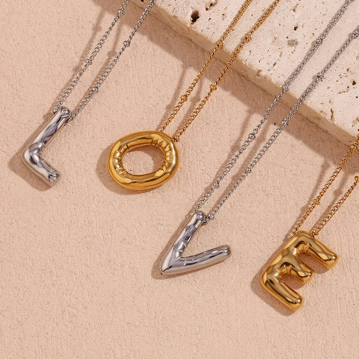 Balloon Initial Gold Necklace