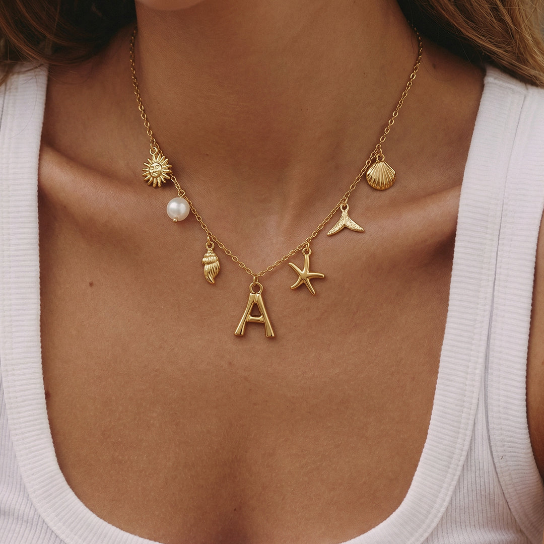 Gold Letter Ocean Collar