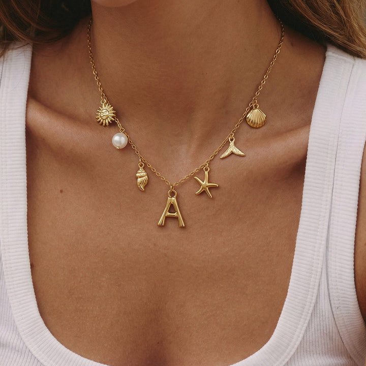 Gold Letter Ocean Collar