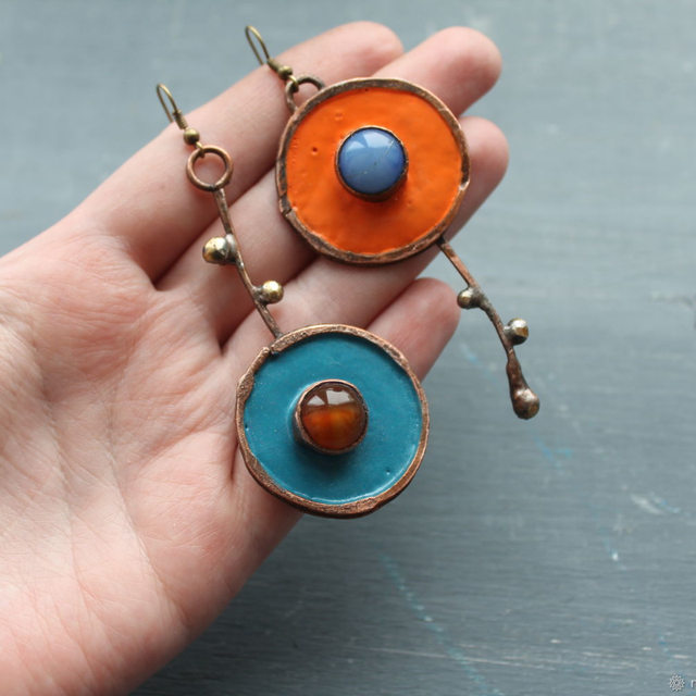Gold Round Acrylic Earrings