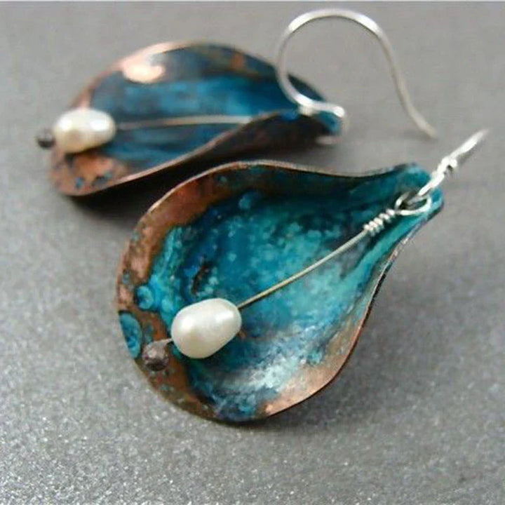 Vintage Blue Leaf Earrings