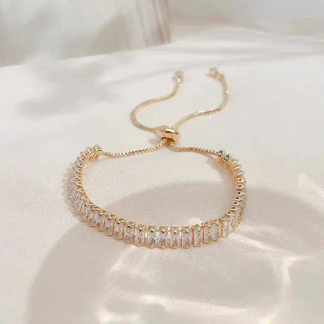 Adjustable Gold and Silver Cubic Zirconia Bracelet