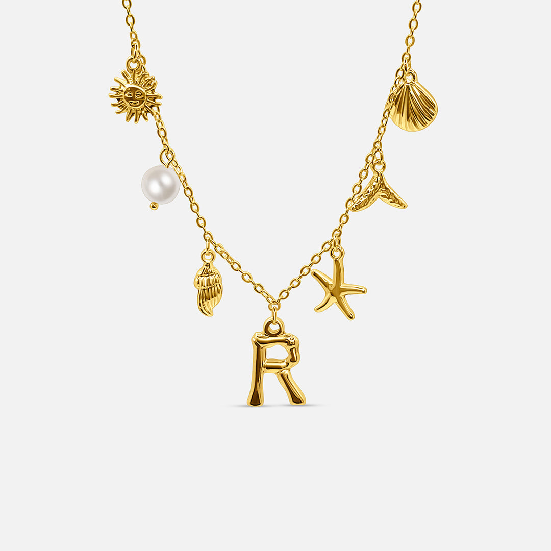 Gold Letter Ocean Collar