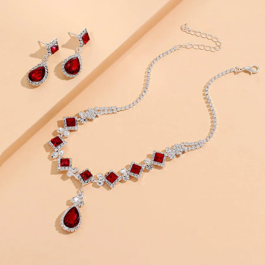 Red Drop Jewelry Set – Choker & Earrings