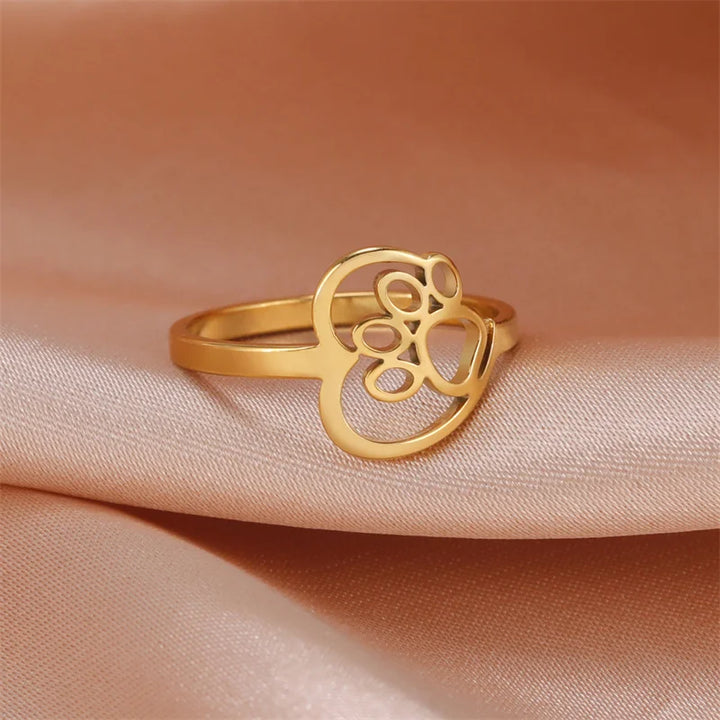Adjustable Heart & Paw Ring