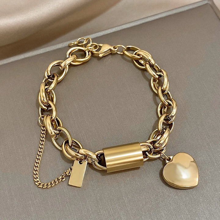Chunky Heart Bracelet in Gold
