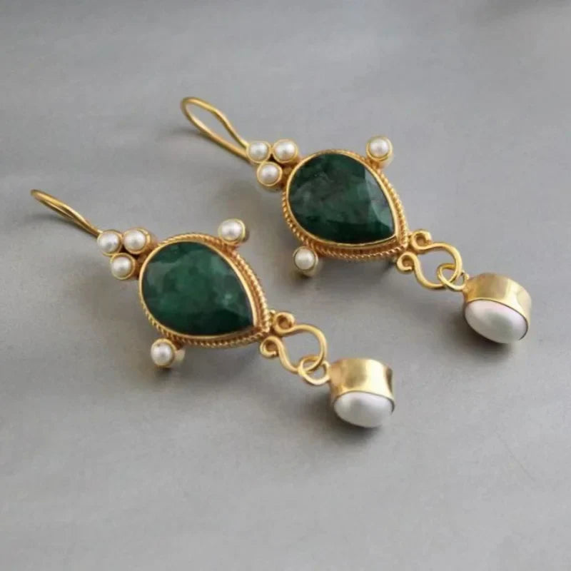 Vintage Ruby and Pearl Earrings