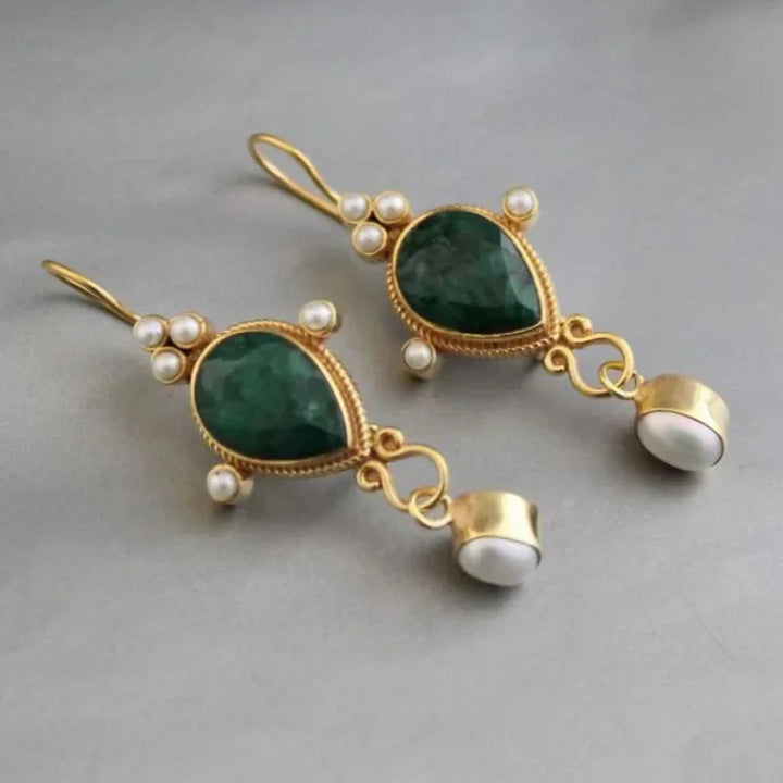 Vintage Ruby and Pearl Earrings