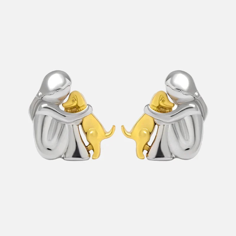 Silver and Gold Bicolor Hug Earrings