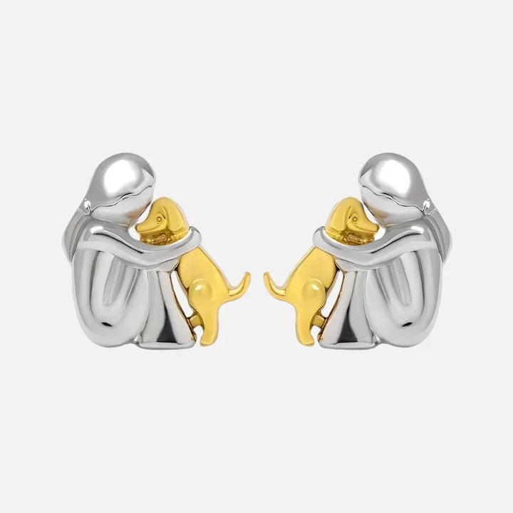 Silver and Gold Bicolor Hug Earrings