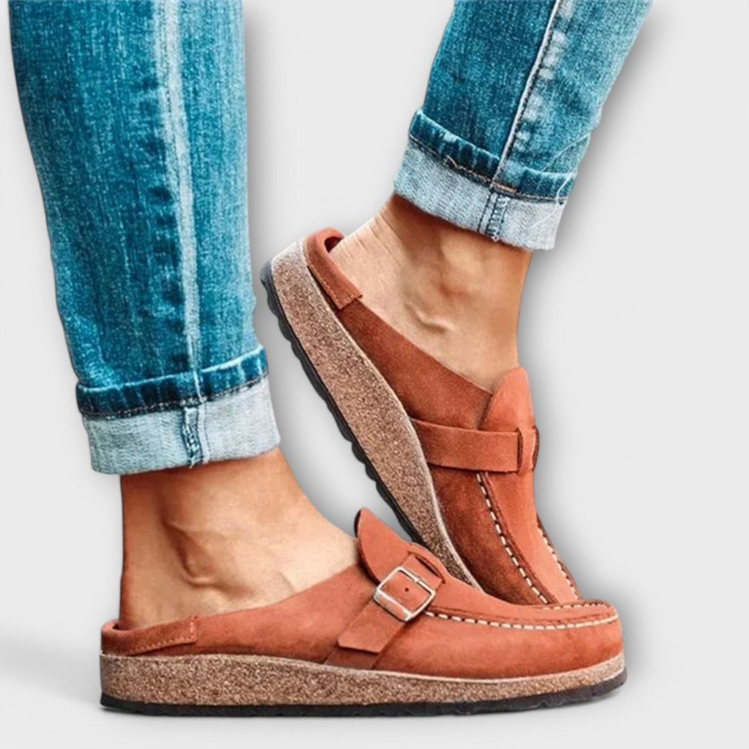 Orthopaedic Women's Moccasins with Decorative Buckle