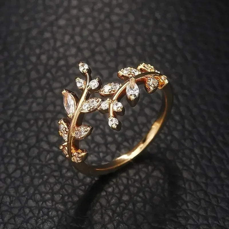 Crystal-Studded Vintage Tree Branch Ring