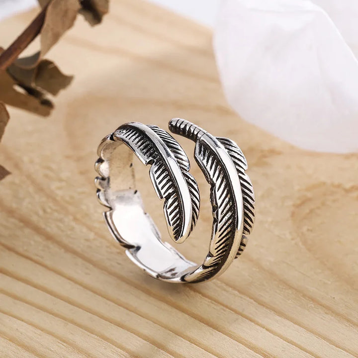 Adjustable Angel Feather Memorial Ring