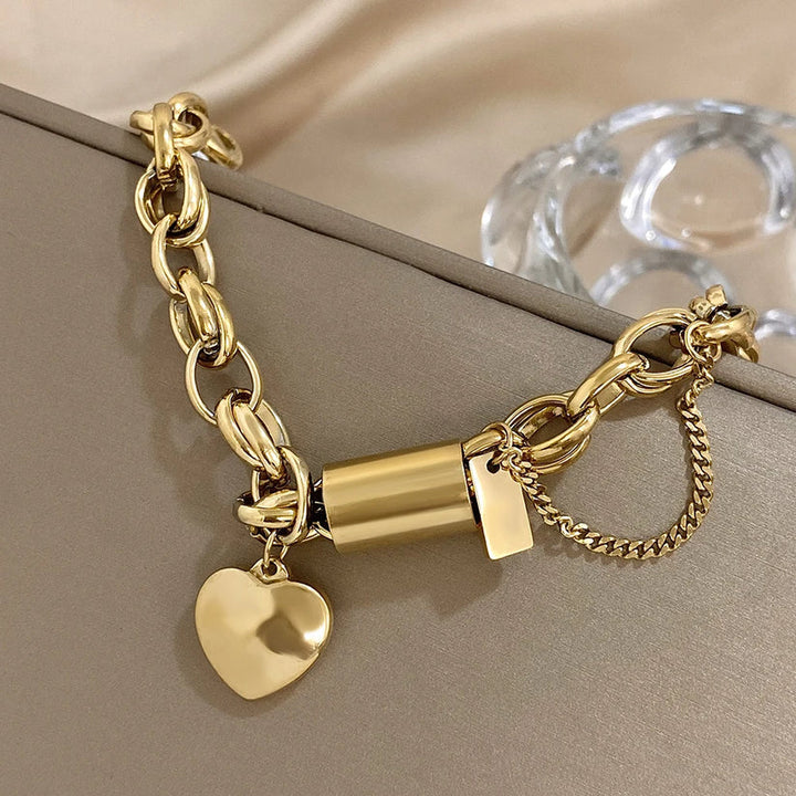 Chunky Heart Bracelet in Gold