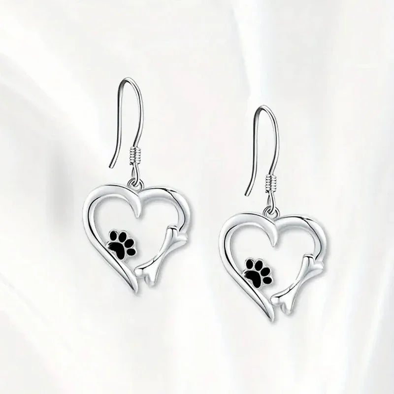 Heart & Paw Silver Earrings