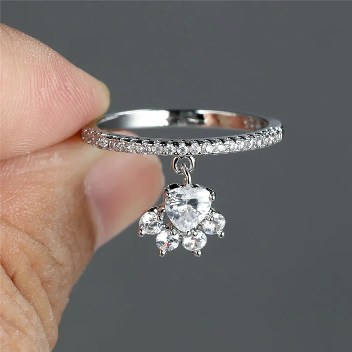 Gold and Silver Paw Heart Ring