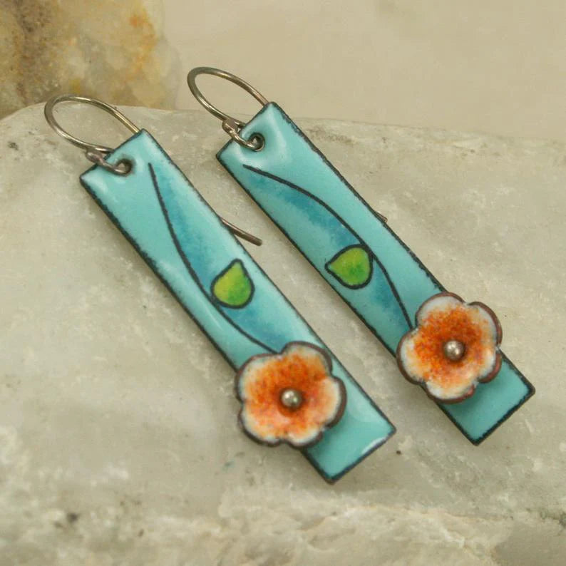 Enamel Floral Earrings