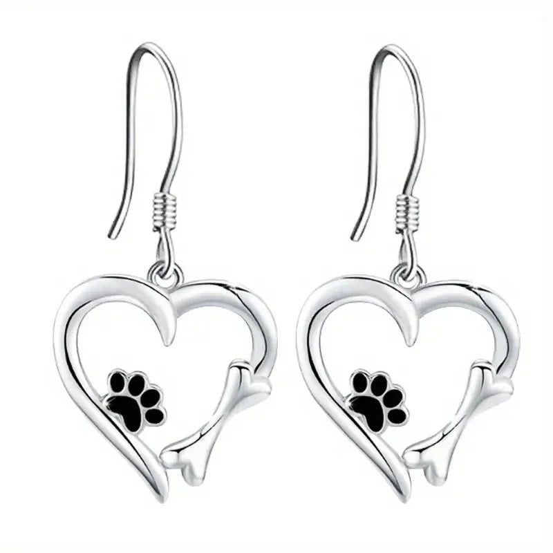 Heart & Paw Silver Earrings