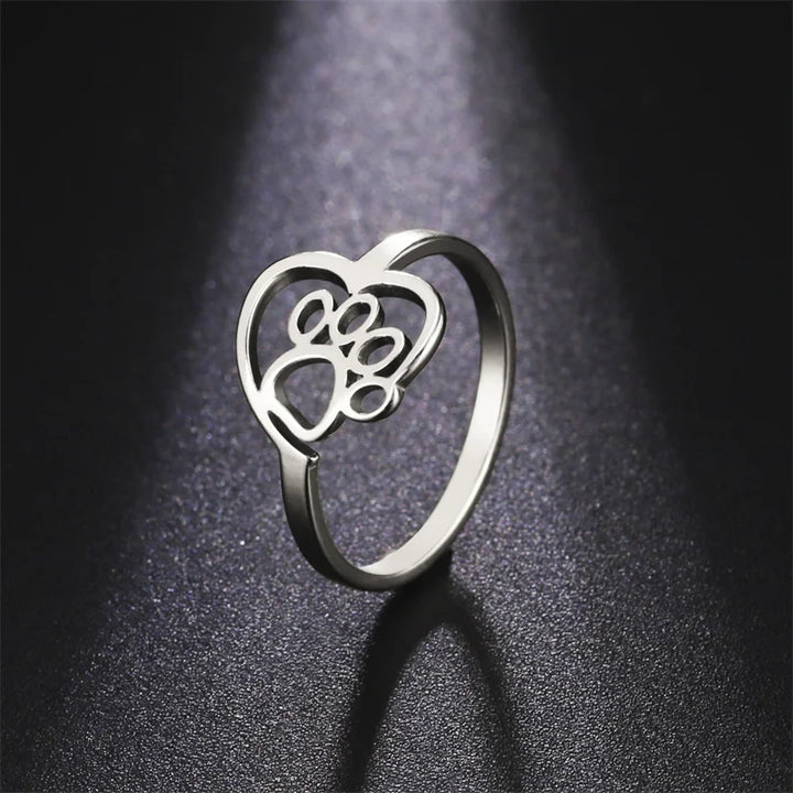 Adjustable Heart & Paw Ring