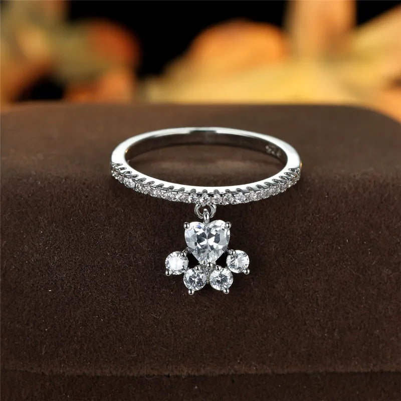Gold and Silver Paw Heart Ring