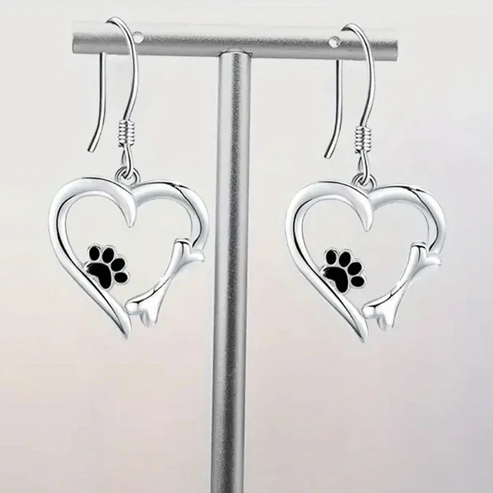 Heart & Paw Silver Earrings
