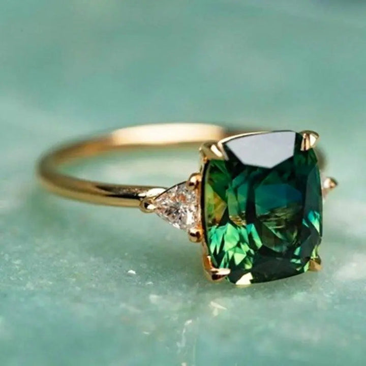 Green Gemstone Gold Ring
