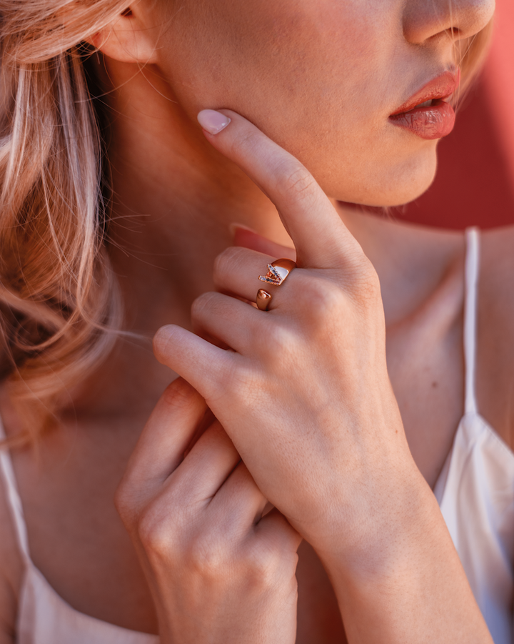 Adjustable Custom Letter Gold Ring
