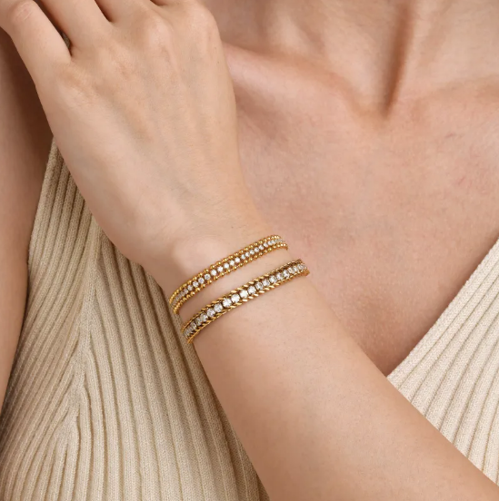 Zirconia-Chain Stainless Steel Bracelet