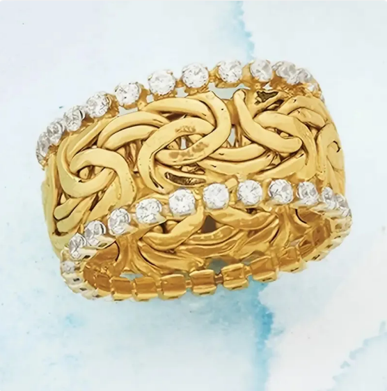 Braided Gold Glass Band Ring
