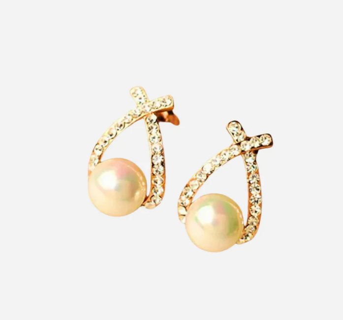 Eva - Pearl and Crystal Intertwined Earrings
