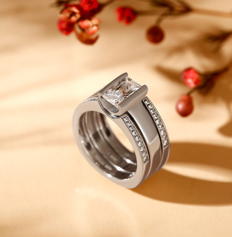 Three-Piece Diamond Ring - European & American Style