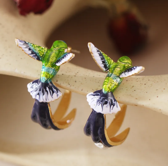 Charming Hummingbird Drop Earrings