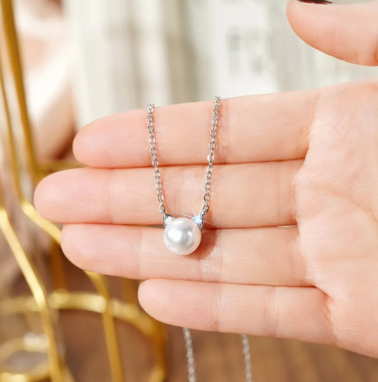 Cat Ear Pearl Necklace and Earring Set