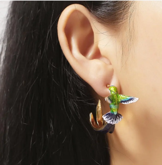 Charming Hummingbird Drop Earrings