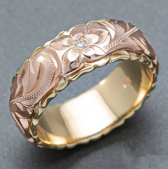 Two-Tone Rose Sculpted Ring
