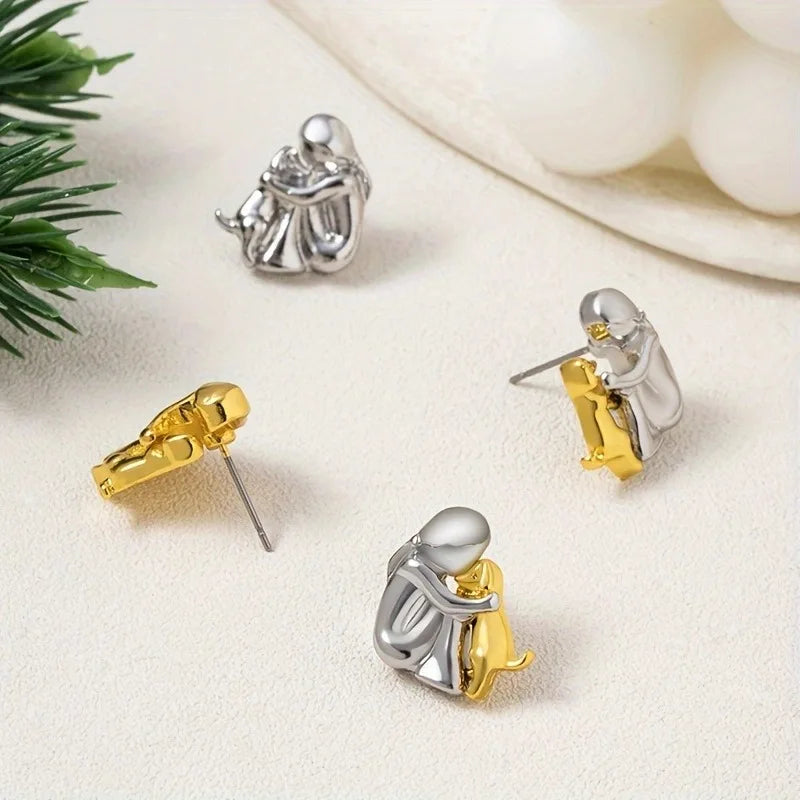 Silver and Gold Bicolor Hug Earrings